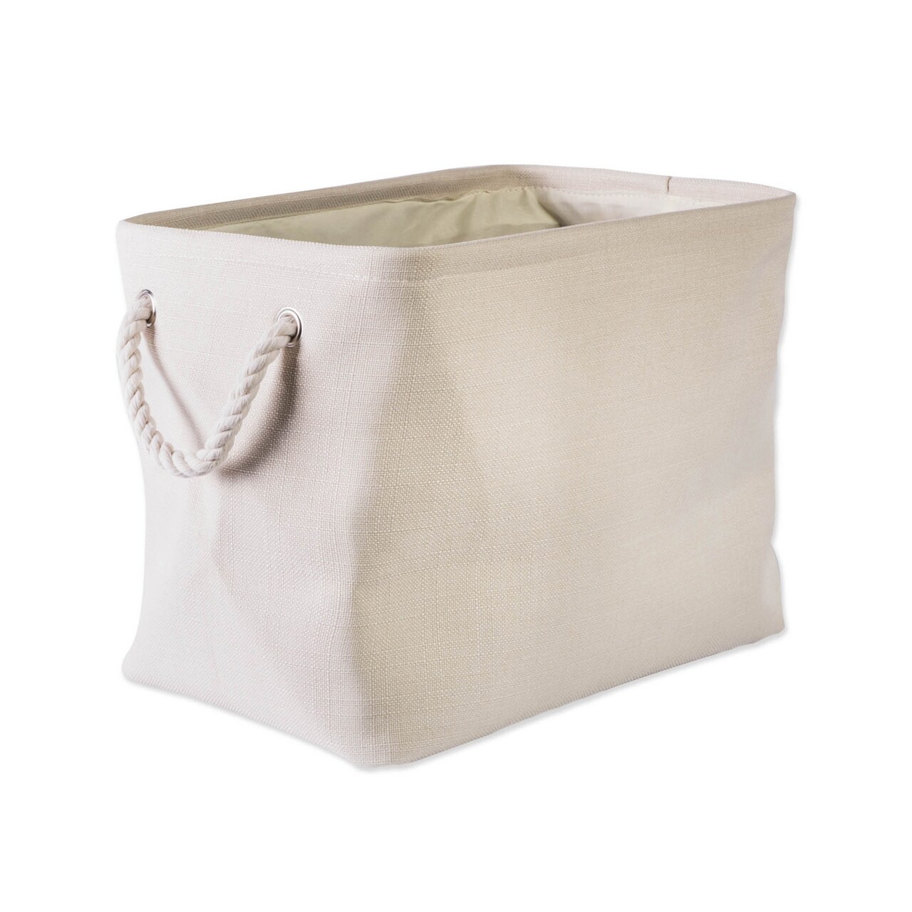 Contemporary Home Living 17.5" Cream White Rectangular Polyester Storage Bin with Variegated Design
